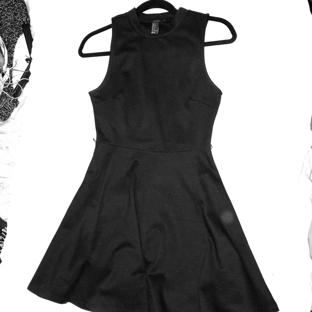 Black High-neck Skater Dress